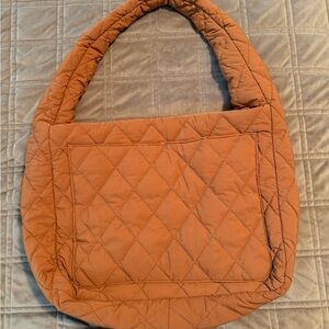 Poppies and Peonies Quilted Tan Shoulder Bag